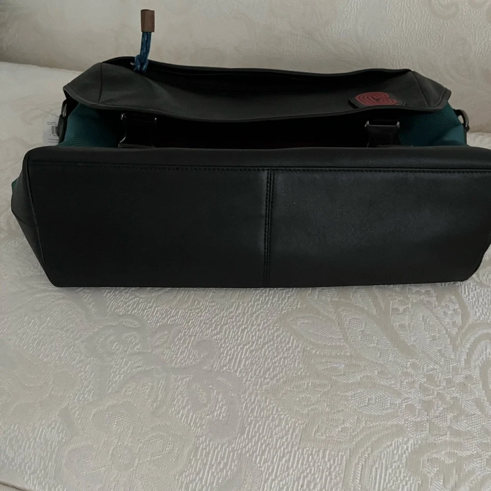 Coach black and purple messenger retro bag and sea green canvas. NWT